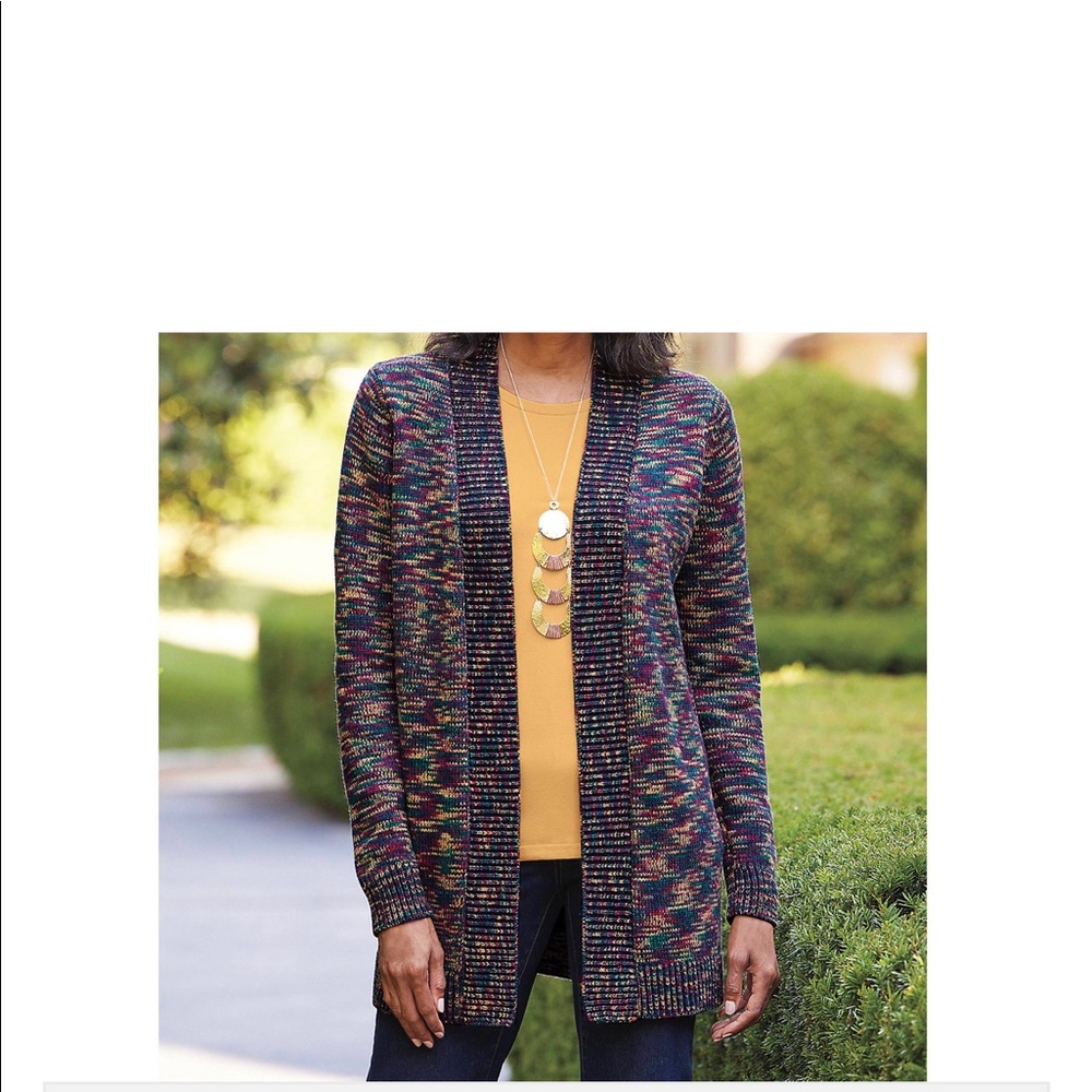 Rainbow Cardigan NWOT.  Took a chance on the L; waited too long to send it back.